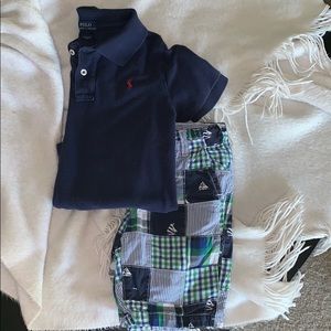 Boys preppy patchwork plaid shorts.